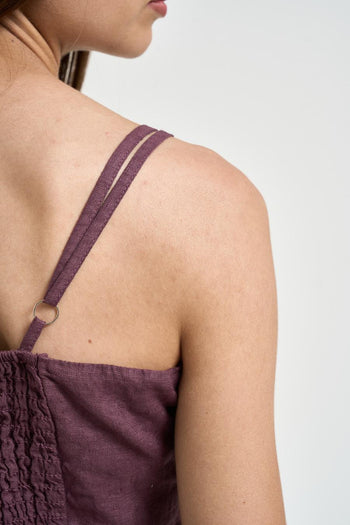 Top donna in lino vinaccia - 4