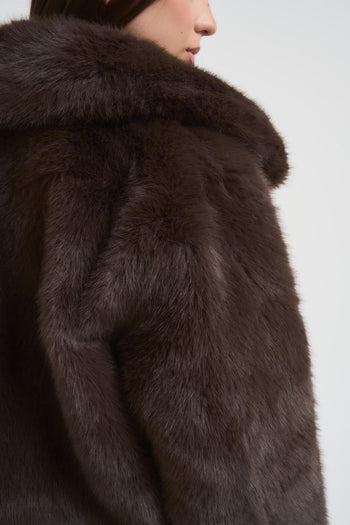Cappotto donna in pelliccia marrone - 6