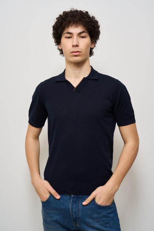 Polo uomo in maglia blu