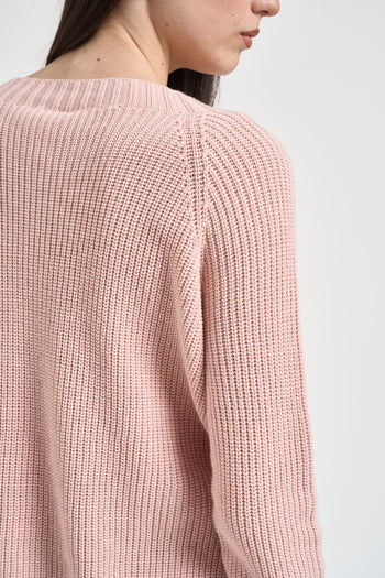 Maglia donna con spacchi rosa cipria - 5