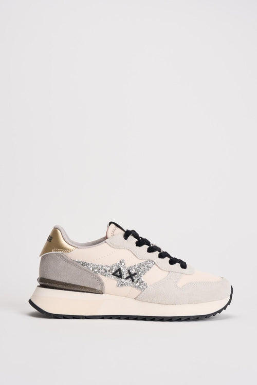 Sneakers donna bianche e grigie con glitter