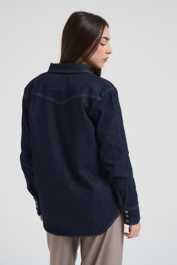 Camicia donna in denim scuro - 3