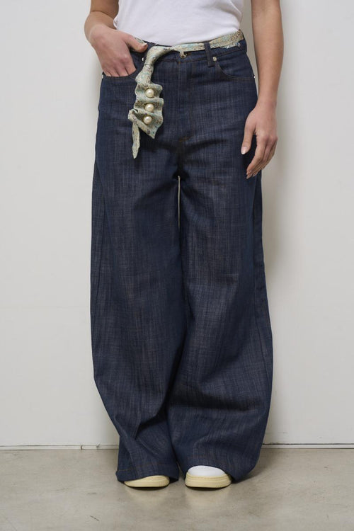 Jeans donna a palazzo in demim scuro