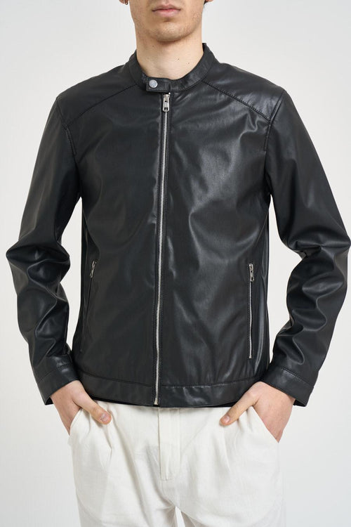 Giubbotto uomo in ecopelle nero