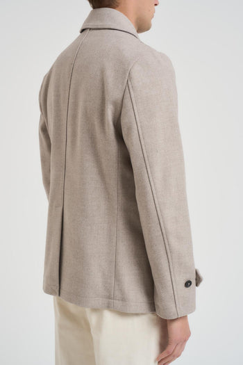 Cappotto uomo corto doppiopetto beige - 4