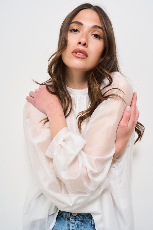 Camicia donna bianca con fiocco - 2