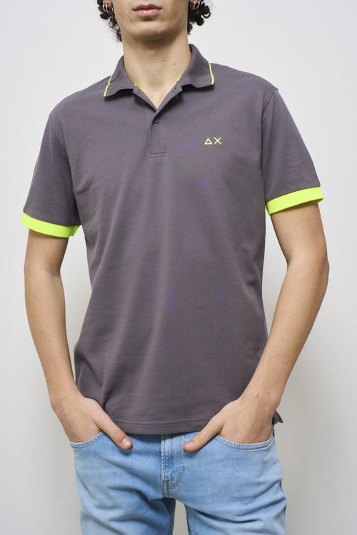 Men's grey and yellow polo shirt