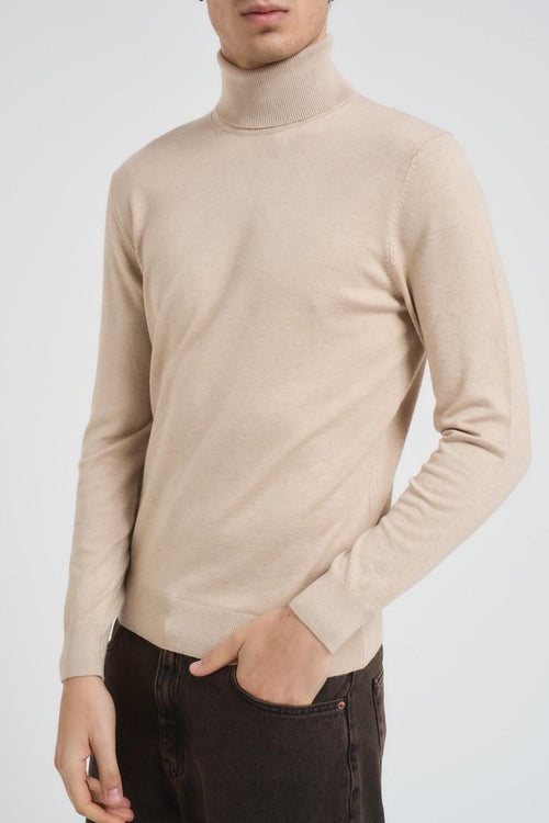 Maglia uomo collo alto beige