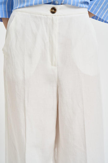 Pantalone donna gamba larga bianco - 4