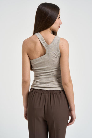 Top donna scollo asimmetrico pietra - 3
