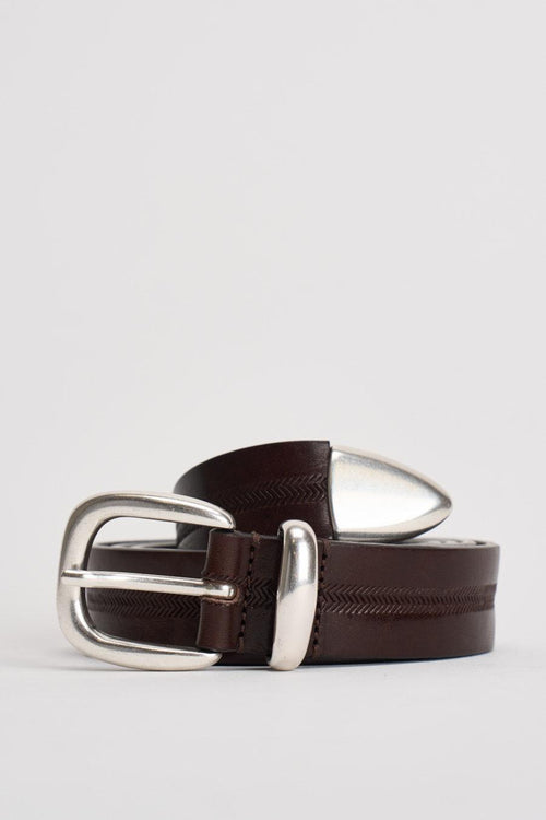 Cintura uomo in pelle marrone