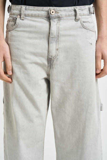 Jeans uomo baggy in denim grigio chiaro - 6