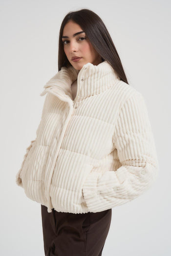 Piumino donna in velluto bianco - 3