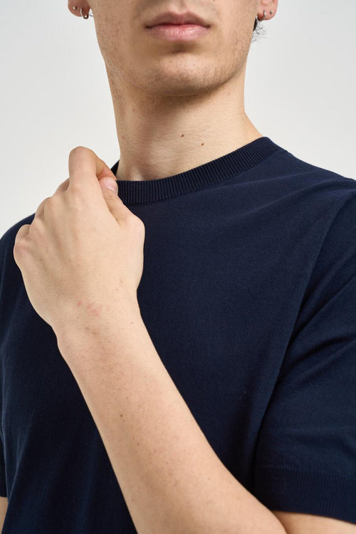 T-shirt uomo in maglia blu notte - 2