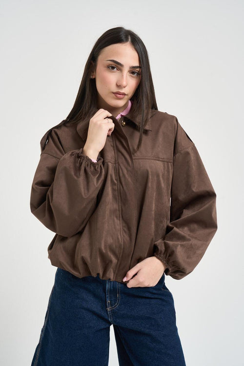 Giacca donna in suede moro - 2