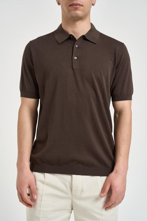 Polo uomo in maglia marrone