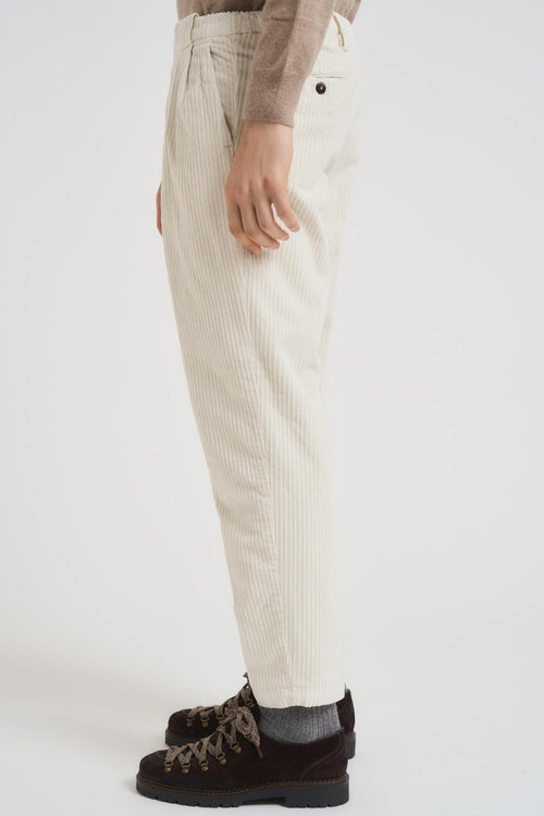 Pantalone uomo dritto in velluto panna - 2