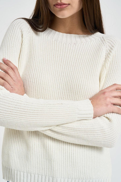 Maglia donna con spacchi panna - 2