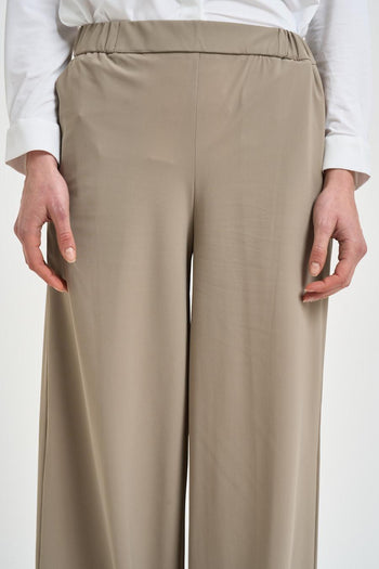 Pantalone donna gamba larga sabbia - 4