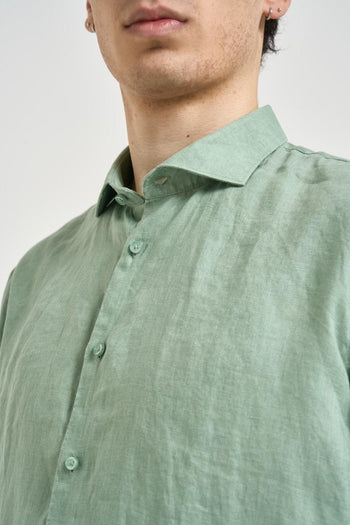 Camicia uomo in lino turchese - 3