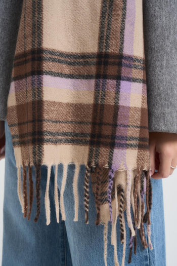 Sciarpa donna a quadri beige - 4