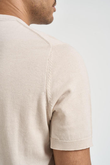 T-shirt uomo in maglia panna - 4