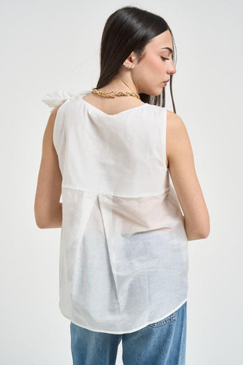 Top donna in mussola bianca - 5