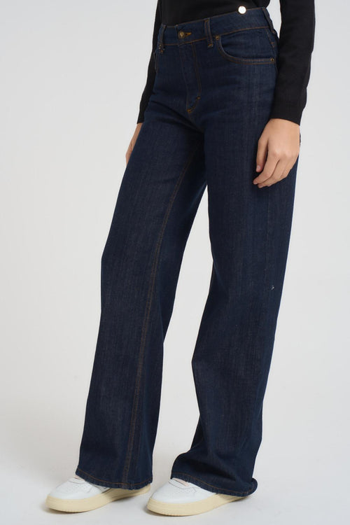 Jeans donna gamba dritta in denim scuro