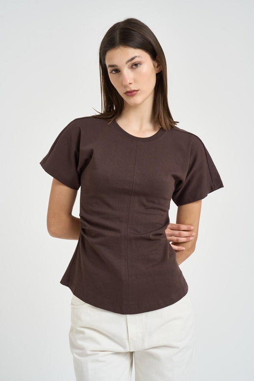 T-shirt donna girocollo marrone - 1