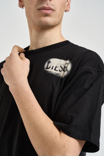 T-shirt uomo logo sbiadito nera - 3