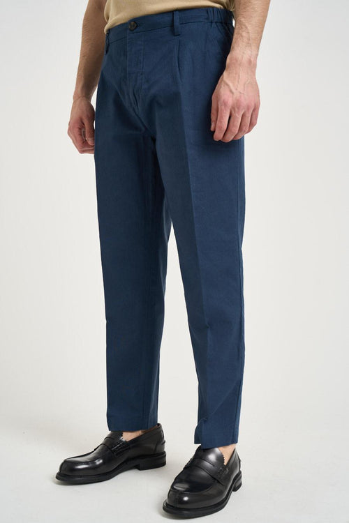 Pantalone uomo in lino blu