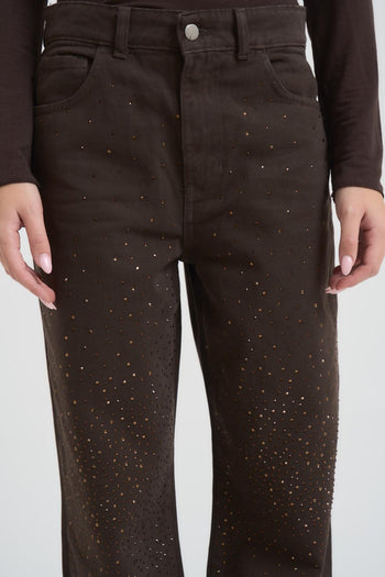 Jeans donna con strass moro - 4