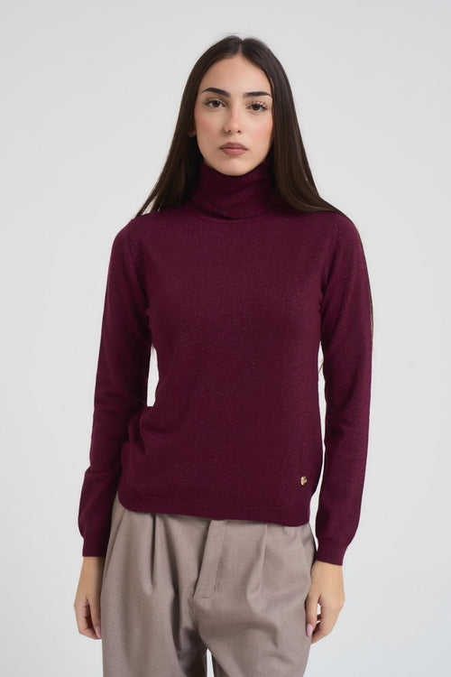 Maglia donna collo alto in lurex