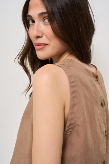 Top donna girocollo cammello - 5