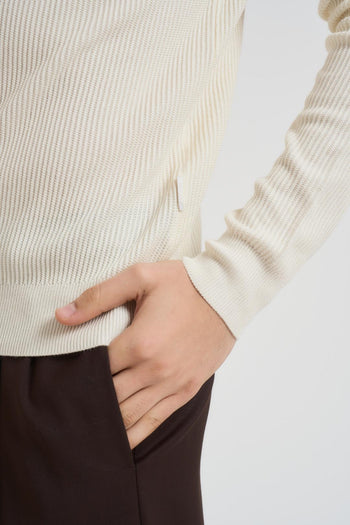 Maglia uomo girocollo a coste panna - 3