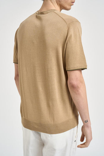 T-shirt uomo in maglia beige - 4