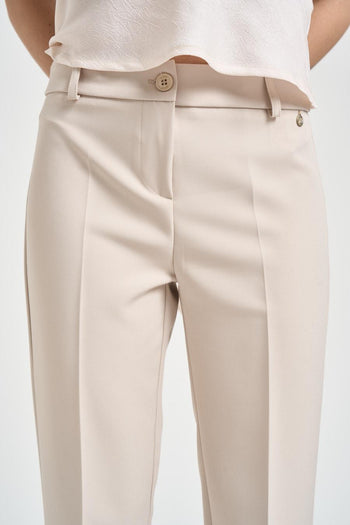Pantalone donna a sigaretta sabbia - 5
