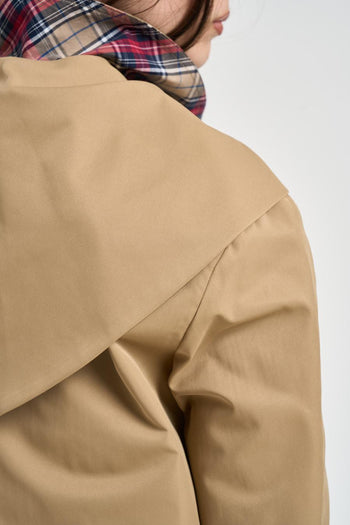 Giacca donna con collo maxi a contrasto cammello - 5