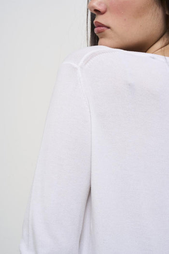 Women's white crew neck sweater - 4