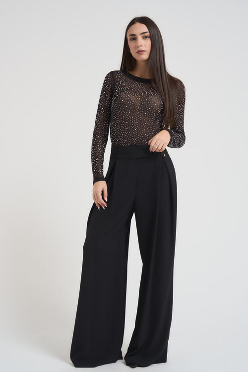 Body donna con strass nero