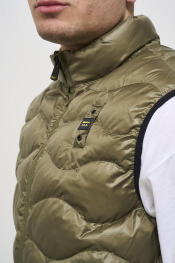 Men's green quilted down vest - 3