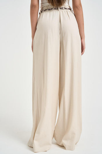Pantalone donna palazzo panna - 3