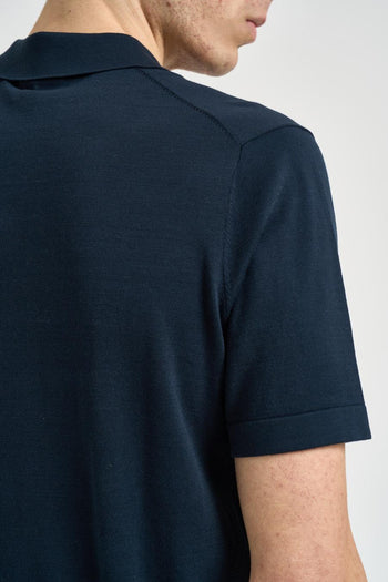 Polo uomo in maglia blu notte - 4