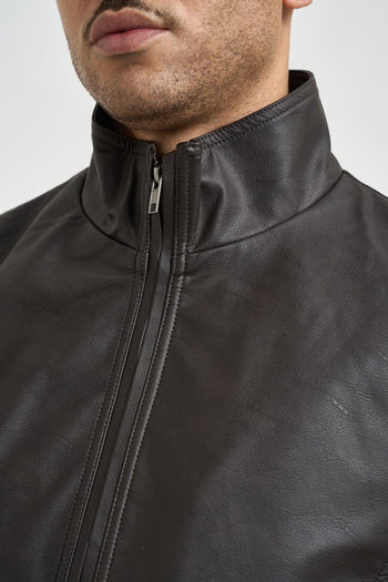 Bomber uomo in ecopelle marrone - 3