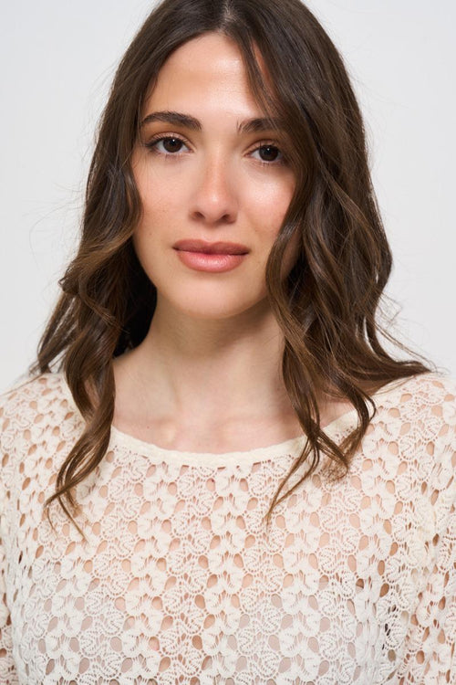 Maglia donna traforata panna - 2