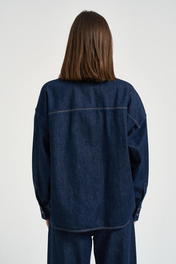 Camicia donna in denim scuro - 5