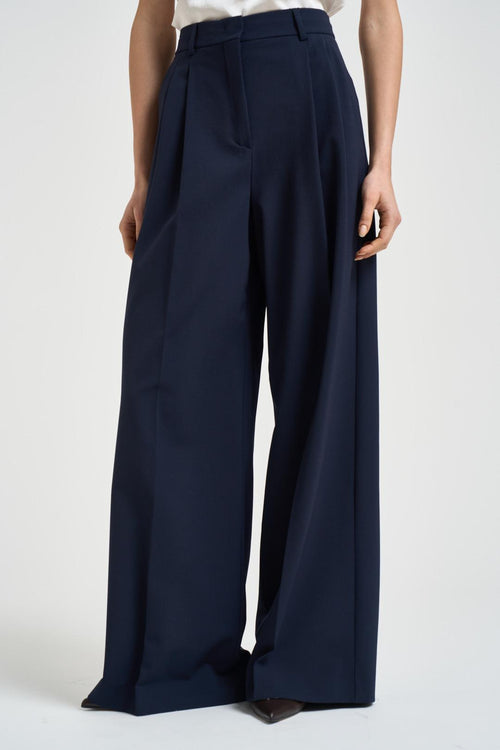 Pantaloni donna a palazzo blu navy