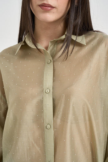 Camicia donna semi-trasparente verde salvia - 3