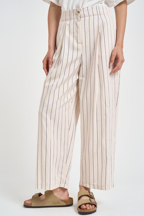 Pantalone donna panna a righe blu - 2