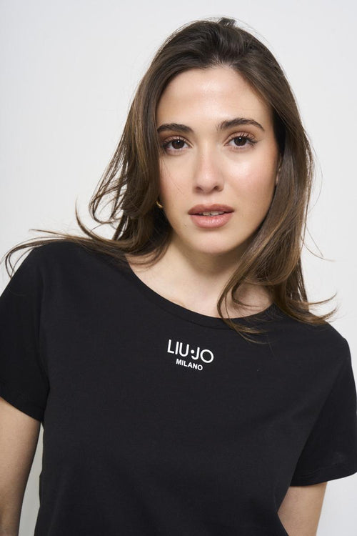 Women's black crew neck t-shirt - 2